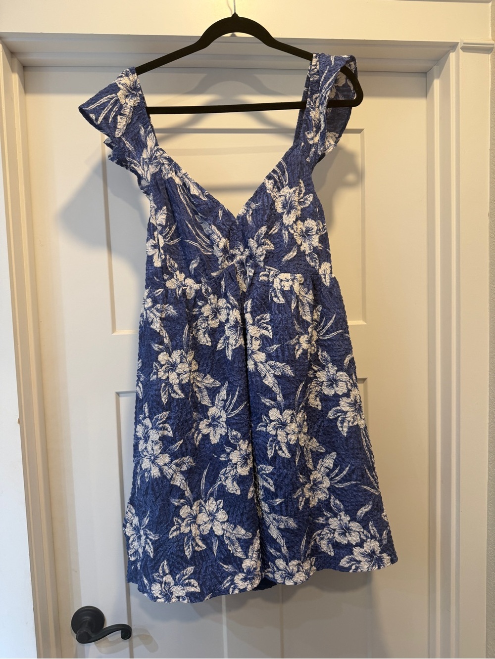 American Eagle Blue Floral Open Back Mini Dress XL NWOT